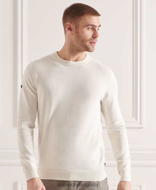 Superdry облекло N00H5353 сметана мъже плетен джъмпер coolmax crew