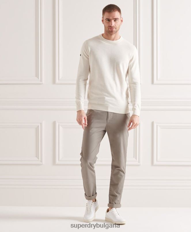 Superdry облекло N00H5353 сметана мъже плетен джъмпер coolmax crew