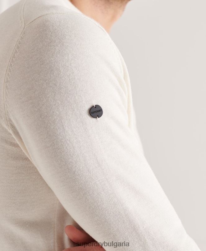 Superdry облекло N00H5353 сметана мъже плетен джъмпер coolmax crew