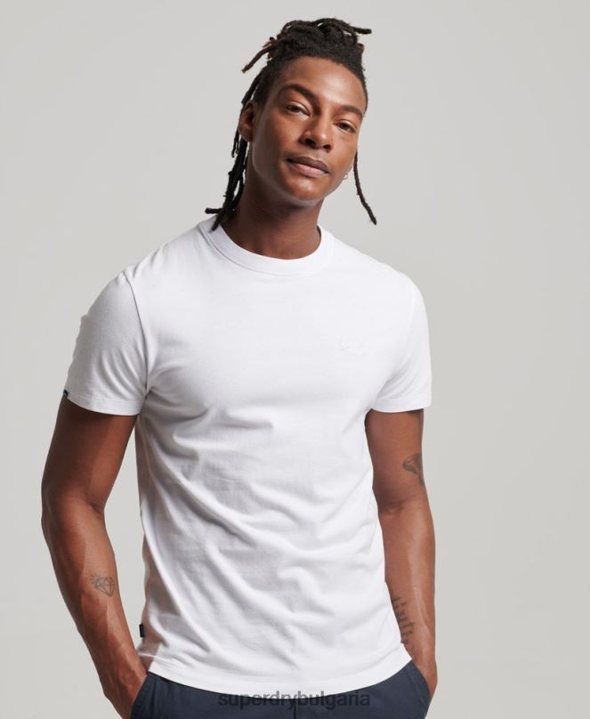 Superdry облекло N00H1 бяло мъже тениска с лого от органичен памук