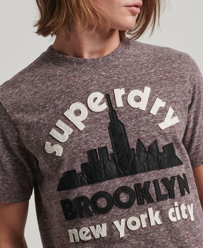 Superdry облекло N00H116 кафяво мъже страхотна тениска с апликации за открито