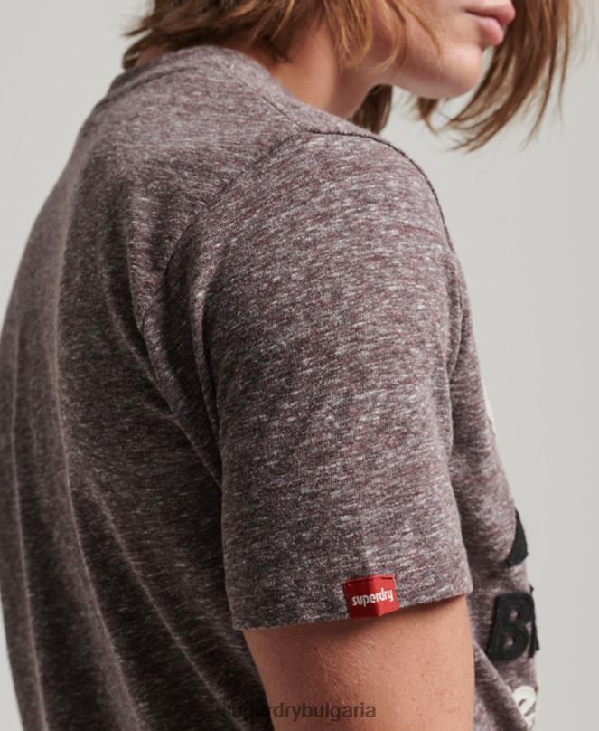 Superdry облекло N00H116 кафяво мъже страхотна тениска с апликации за открито