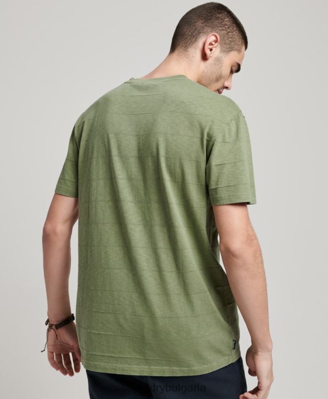 Superdry облекло N00H121 каки мъже тениска с ретро текстура от органичен памук