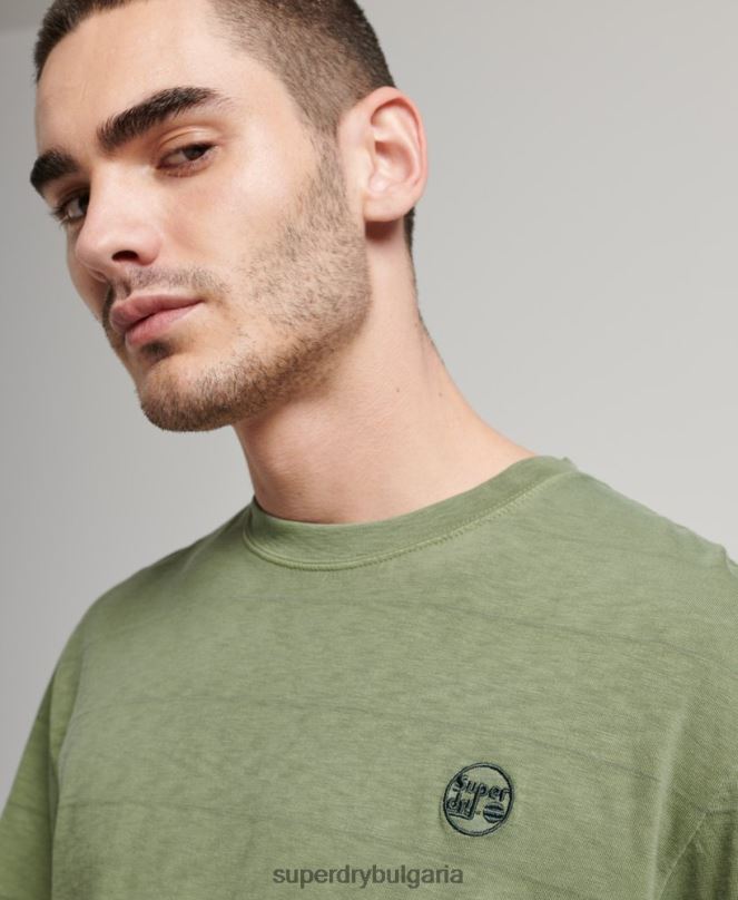 Superdry облекло N00H121 каки мъже тениска с ретро текстура от органичен памук