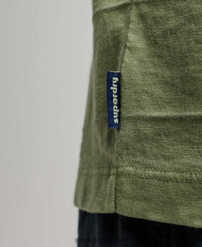 Superdry облекло N00H121 каки мъже тениска с ретро текстура от органичен памук