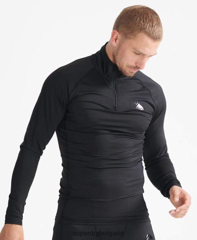 Superdry облекло N00H1399 черен мъже основен слой с половин цип