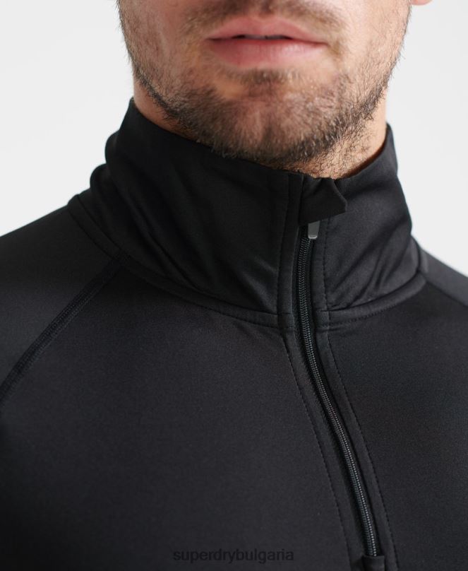 Superdry облекло N00H1399 черен мъже основен слой с половин цип