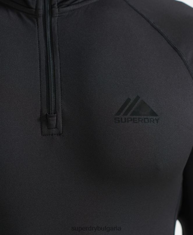 Superdry облекло N00H1399 черен мъже основен слой с половин цип