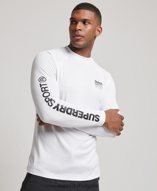 Superdry облекло N00H1413 бяло мъже влак макет деколте