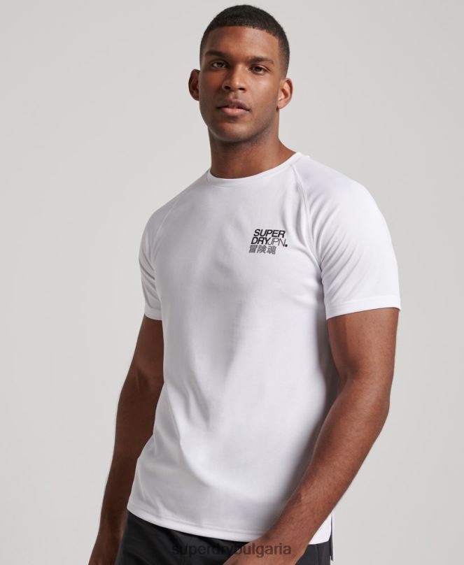 Superdry облекло N00H1414 бяло мъже train active графична тениска с къс ръкав