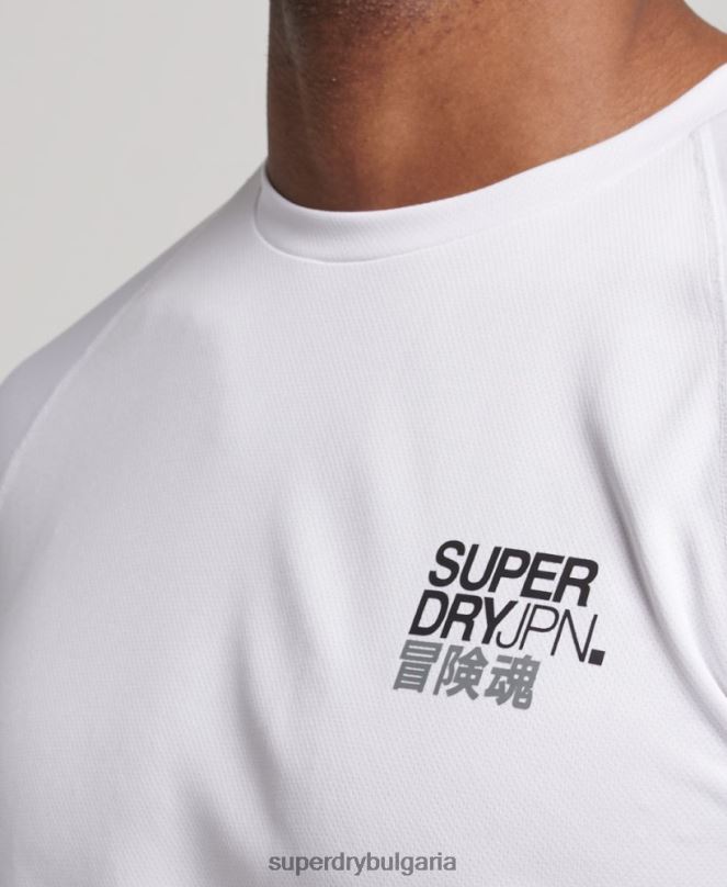 Superdry облекло N00H1414 бяло мъже train active графична тениска с къс ръкав