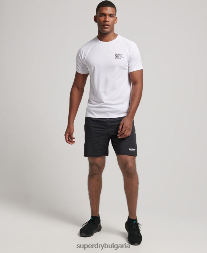 Superdry облекло N00H1414 бяло мъже train active графична тениска с къс ръкав
