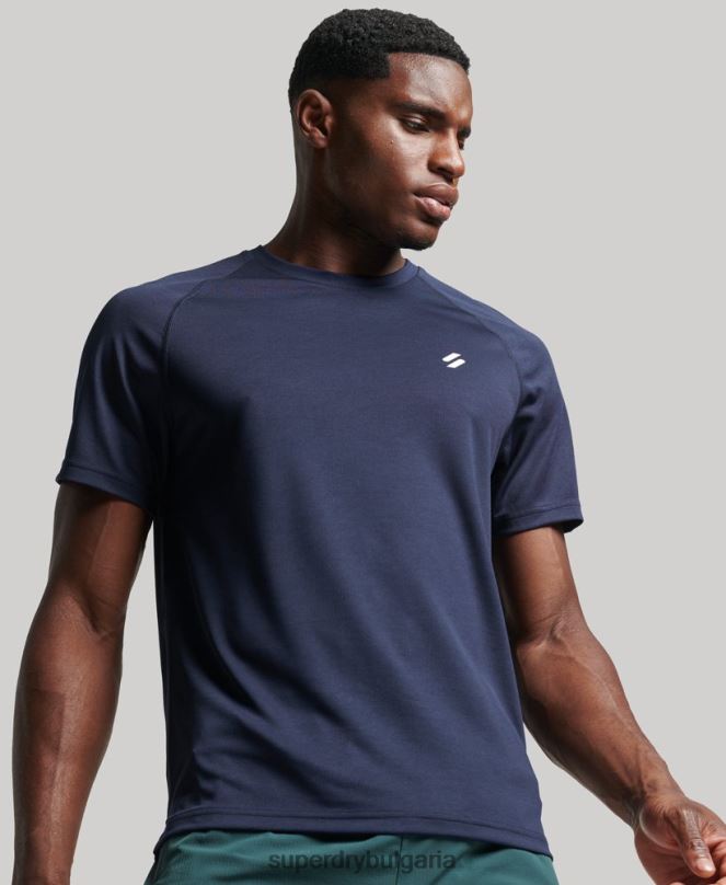 Superdry облекло N00H1416 военноморски флот мъже train active тениска с къс ръкав