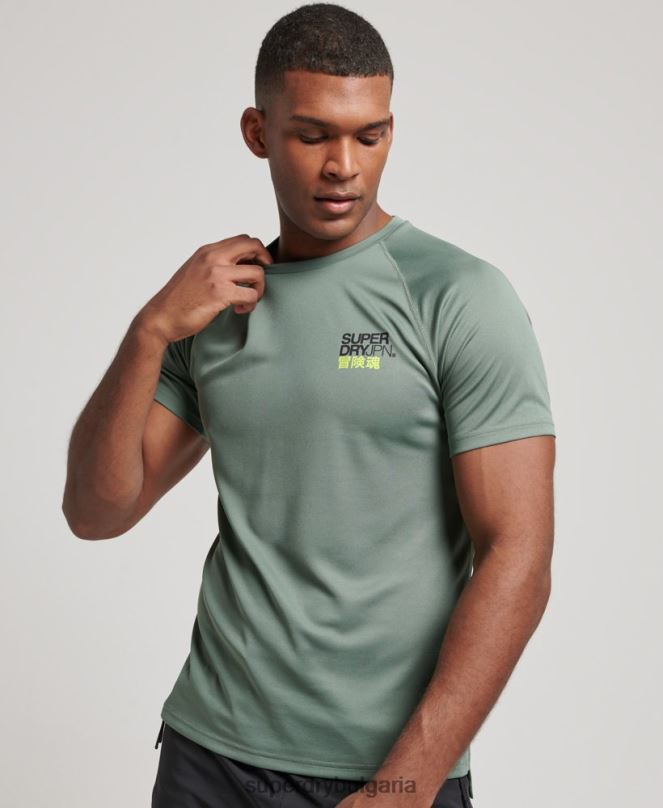 Superdry облекло N00H1417 зелено мъже train active графична тениска с къс ръкав