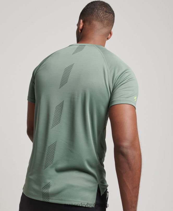 Superdry облекло N00H1417 зелено мъже train active графична тениска с къс ръкав