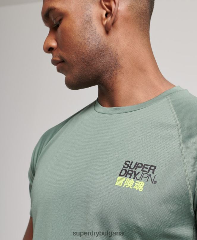 Superdry облекло N00H1417 зелено мъже train active графична тениска с къс ръкав