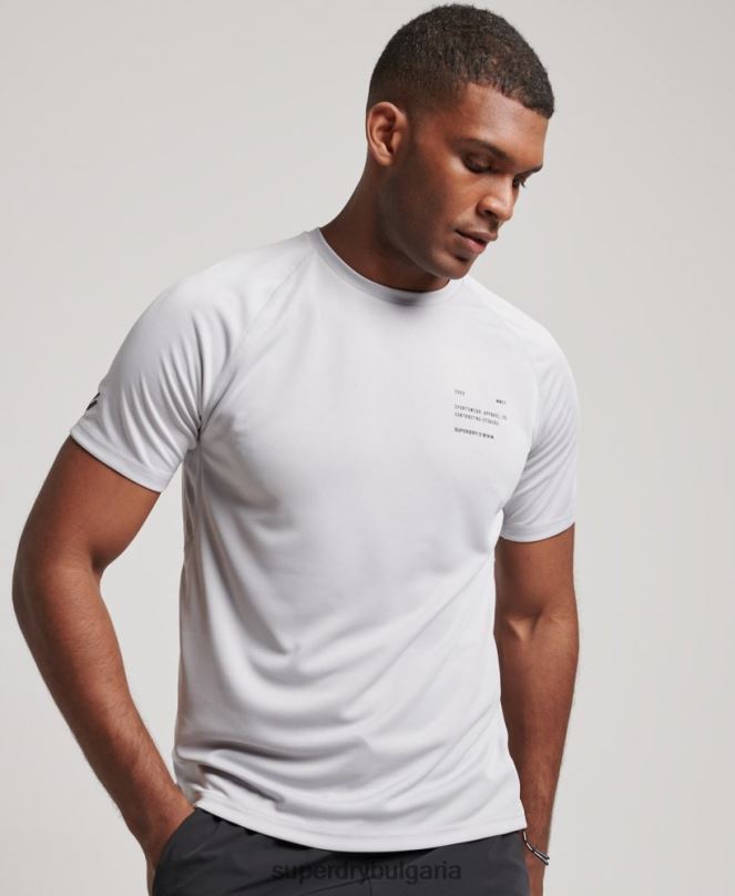 Superdry облекло N00H1421 светло сив мъже train active графична тениска с къс ръкав