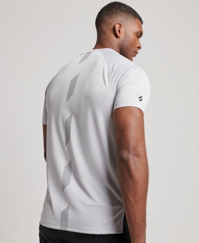Superdry облекло N00H1421 светло сив мъже train active графична тениска с къс ръкав