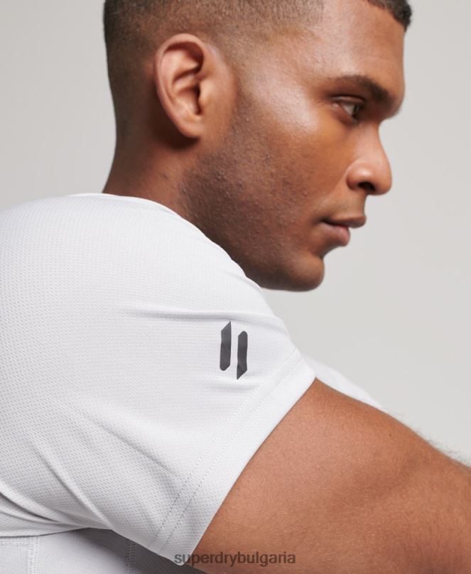Superdry облекло N00H1421 светло сив мъже train active графична тениска с къс ръкав