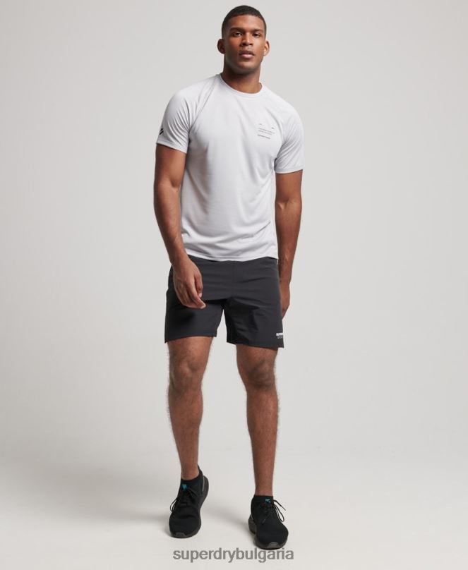 Superdry облекло N00H1421 светло сив мъже train active графична тениска с къс ръкав