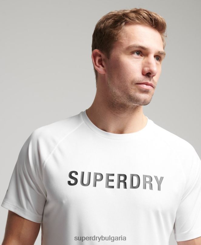 Superdry облекло N00H1422 бяло мъже train active тениска с къс ръкав с лого