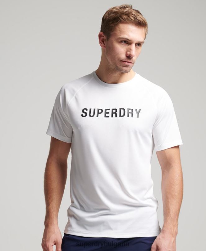 Superdry облекло N00H1422 бяло мъже train active тениска с къс ръкав с лого