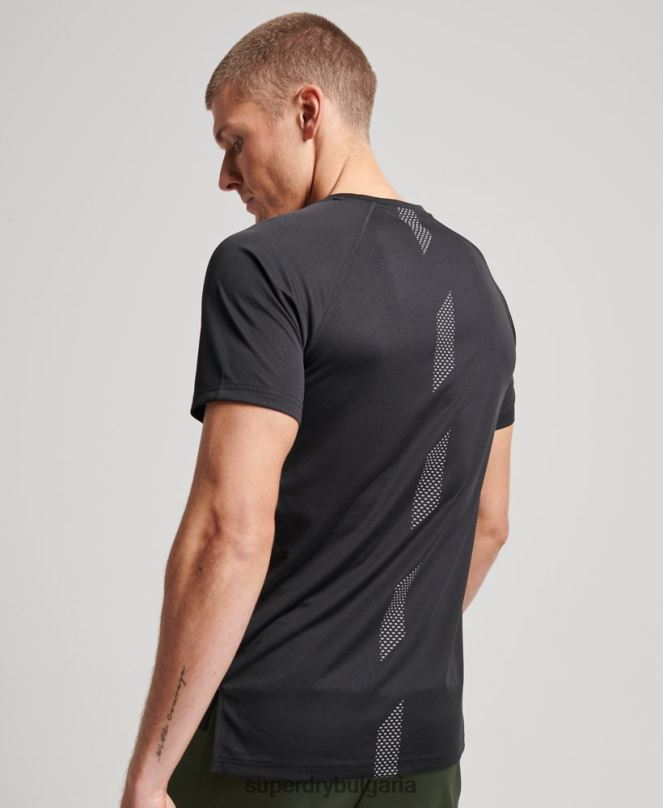Superdry облекло N00H1423 черен мъже train active графична тениска с къс ръкав