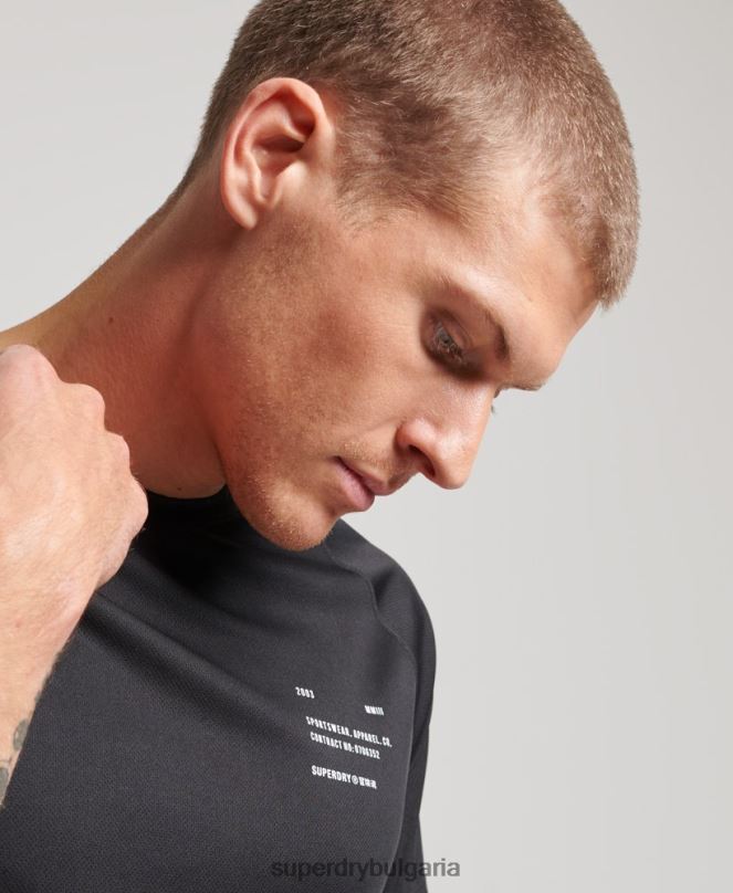 Superdry облекло N00H1423 черен мъже train active графична тениска с къс ръкав