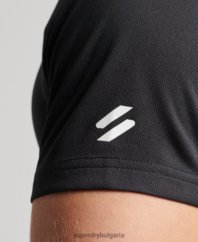 Superdry облекло N00H1423 черен мъже train active графична тениска с къс ръкав