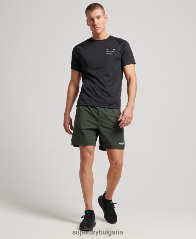 Superdry облекло N00H1423 черен мъже train active графична тениска с къс ръкав