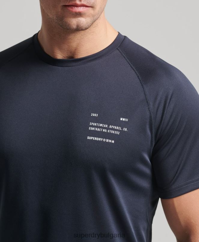 Superdry облекло N00H1429 военноморски флот мъже train active графична тениска с къс ръкав