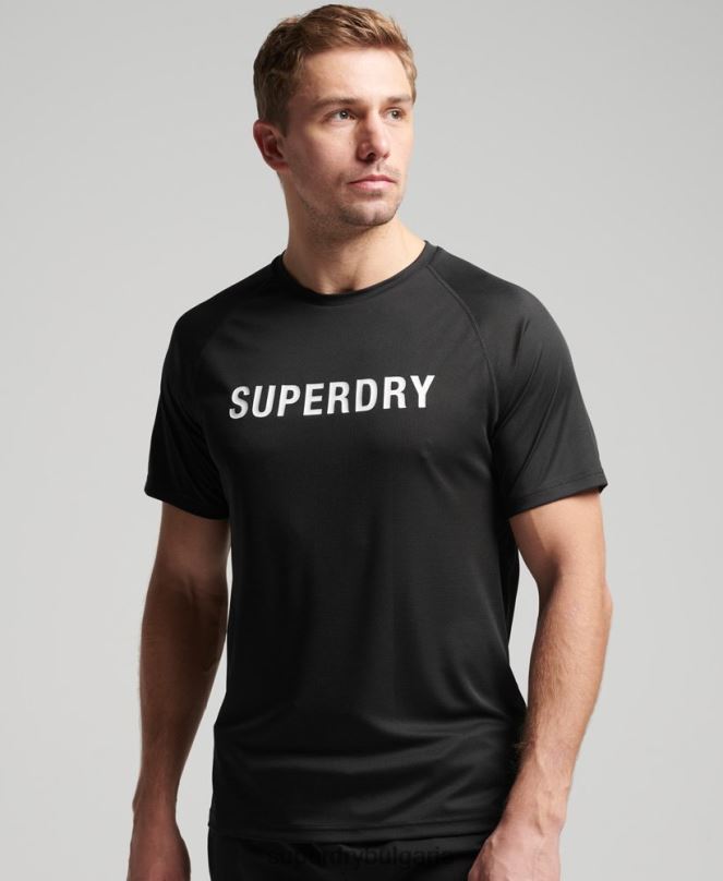 Superdry облекло N00H1430 черен мъже train active тениска с къс ръкав с лого
