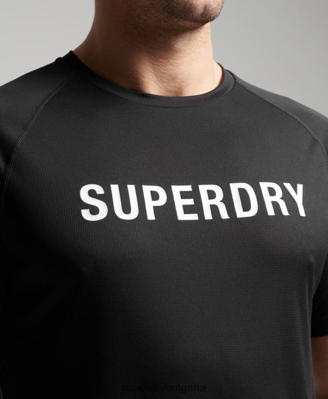 Superdry облекло N00H1430 черен мъже train active тениска с къс ръкав с лого