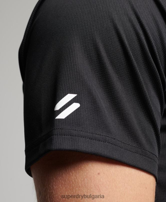 Superdry облекло N00H1430 черен мъже train active тениска с къс ръкав с лого