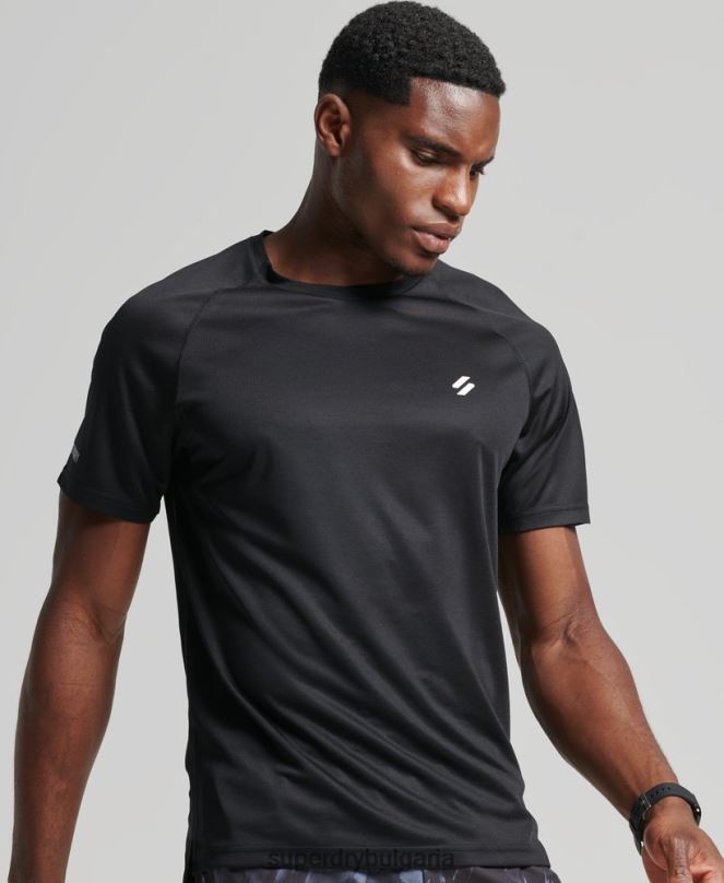Superdry облекло N00H1433 черен мъже train active тениска с къс ръкав