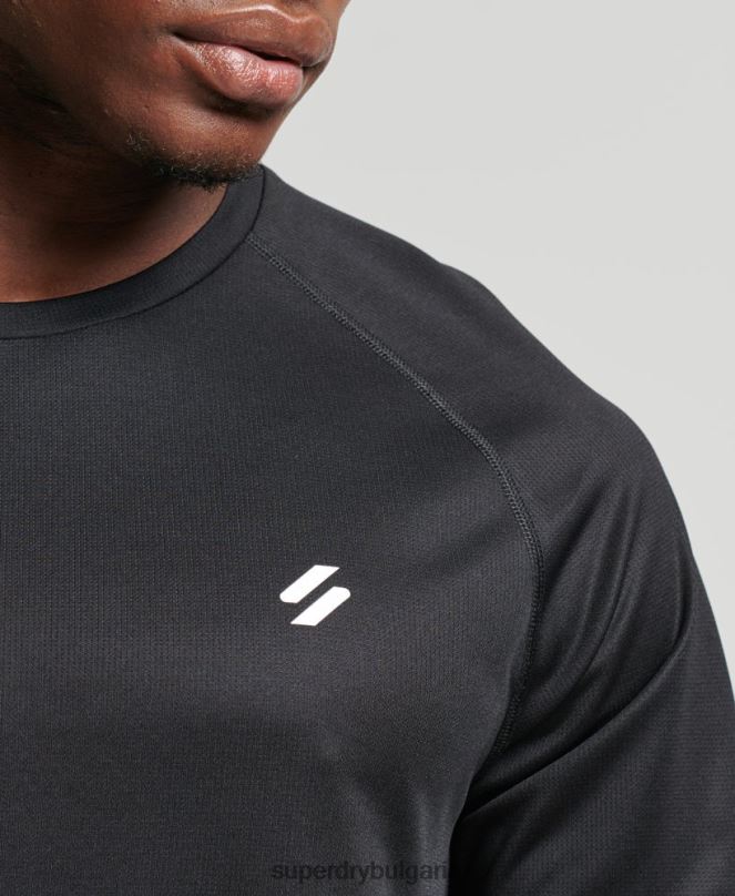 Superdry облекло N00H1433 черен мъже train active тениска с къс ръкав