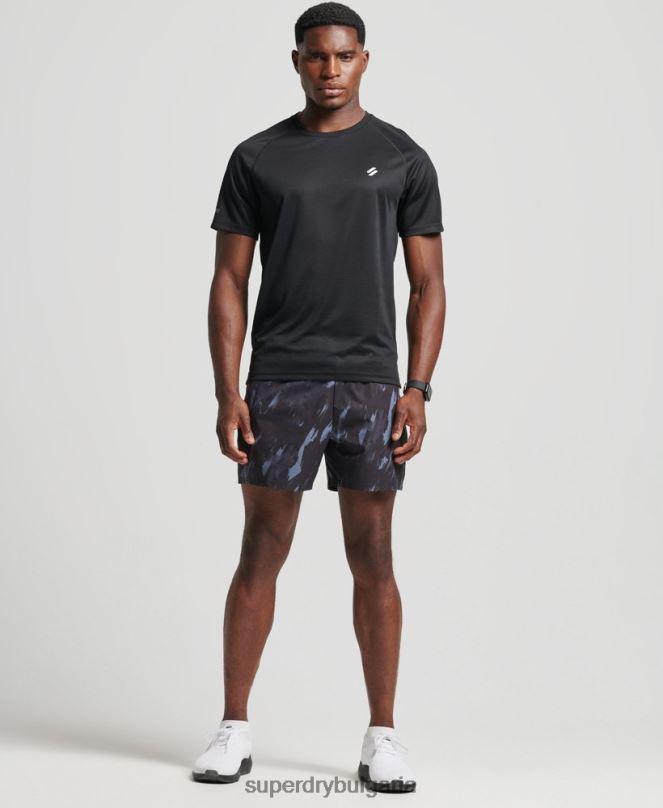 Superdry облекло N00H1433 черен мъже train active тениска с къс ръкав