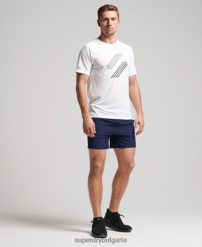 Superdry облекло N00H1435 бяло мъже активна тениска със заключване на влак