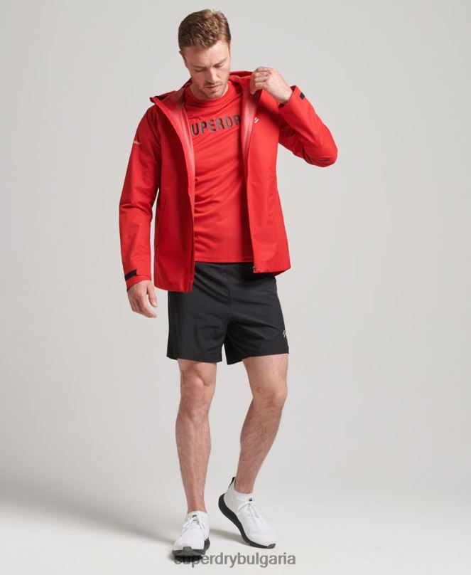 Superdry облекло N00H1436 червен мъже train active тениска с къс ръкав с лого