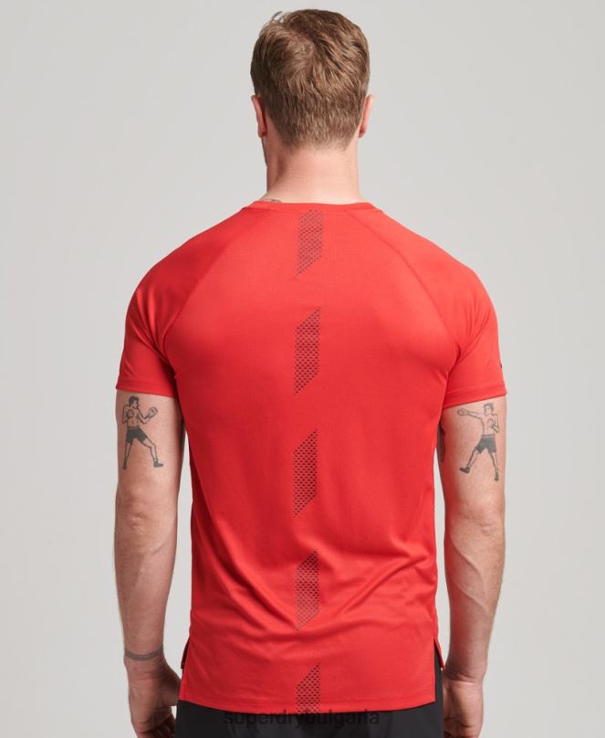 Superdry облекло N00H1436 червен мъже train active тениска с къс ръкав с лого