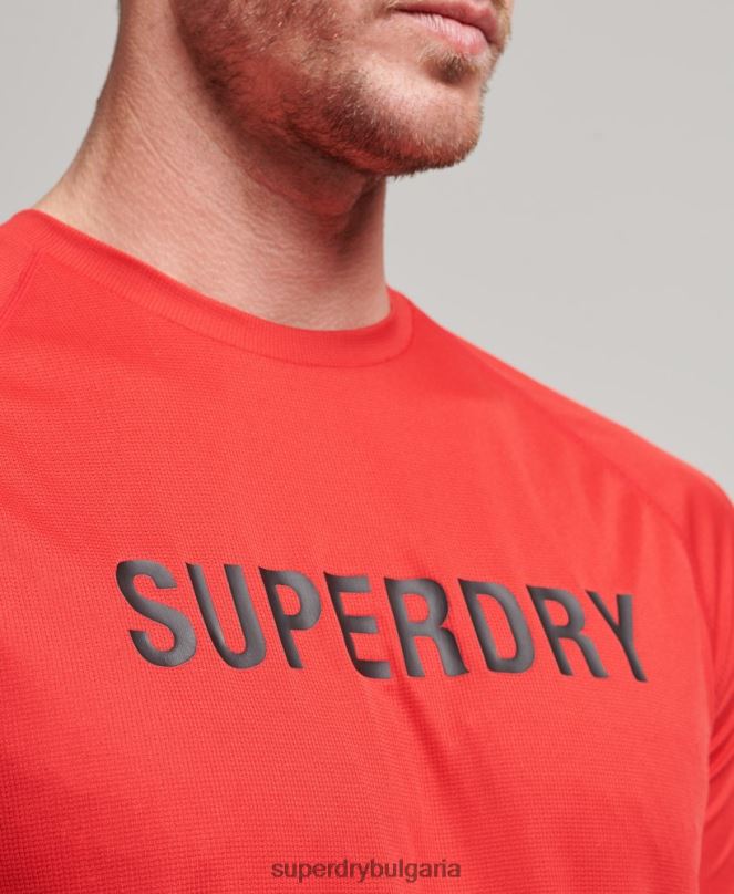 Superdry облекло N00H1436 червен мъже train active тениска с къс ръкав с лого