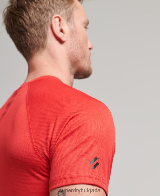 Superdry облекло N00H1436 червен мъже train active тениска с къс ръкав с лого