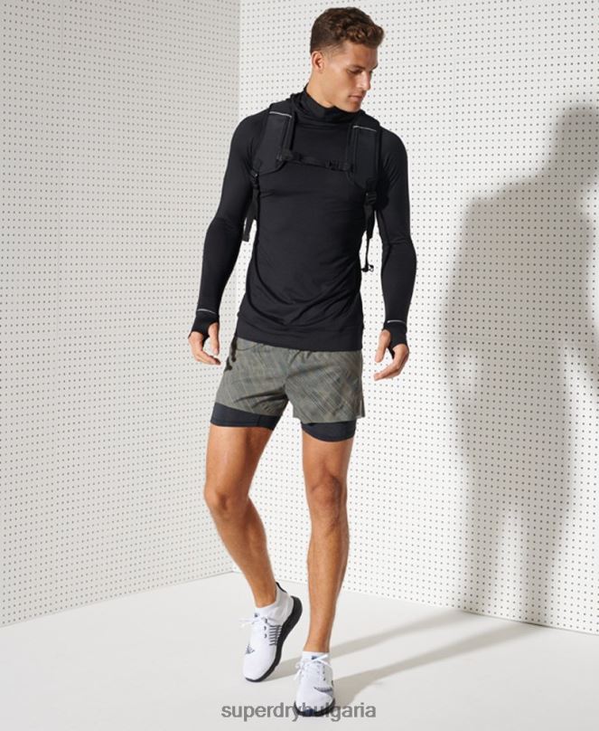Superdry облекло N00H1437 черен мъже горна част от средния слой с качулка