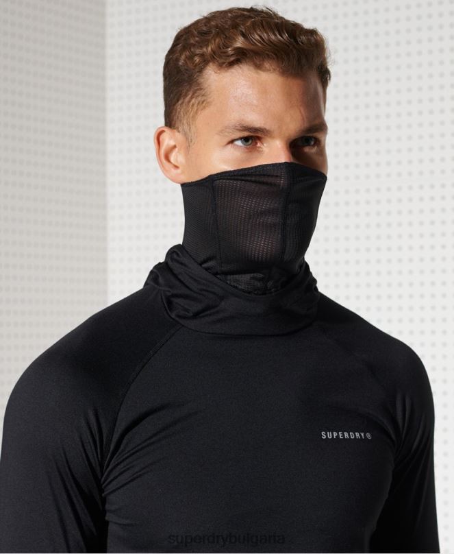 Superdry облекло N00H1437 черен мъже горна част от средния слой с качулка