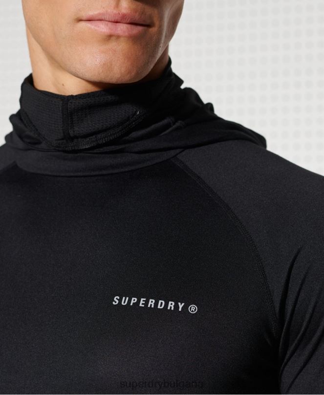 Superdry облекло N00H1437 черен мъже горна част от средния слой с качулка