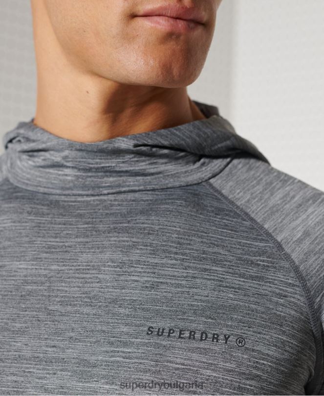 Superdry облекло N00H1439 тъмно сив мъже горна част от средния слой с качулка