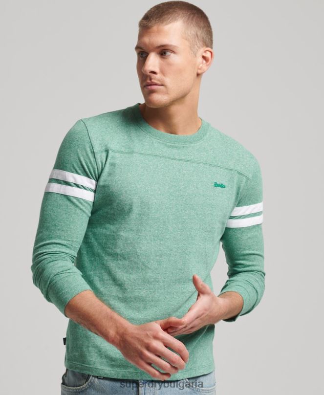 Superdry облекло N00H1456 зелено мъже органичен памук ретро лого куотърбек горнище