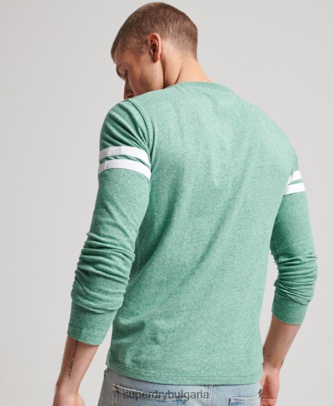 Superdry облекло N00H1456 зелено мъже органичен памук ретро лого куотърбек горнище