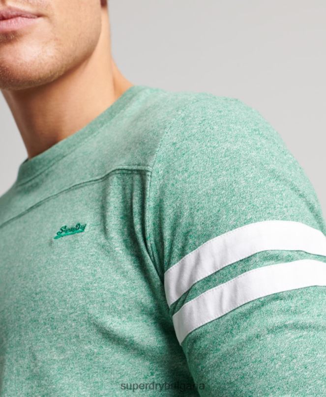 Superdry облекло N00H1456 зелено мъже органичен памук ретро лого куотърбек горнище