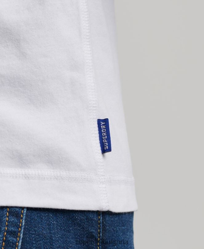 Superdry облекло N00H1460 бяло мъже органичен памук реколта лого бродирани henley топ